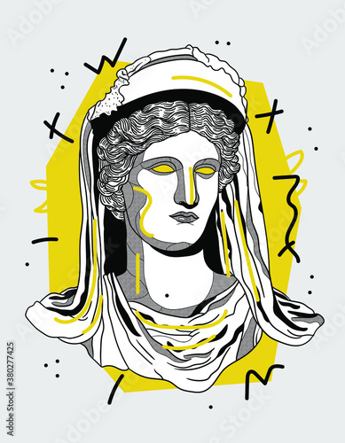 Creative geometric yellow style. Demeter / Ceres
