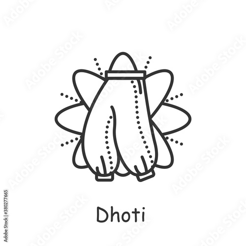 Dhoti line icon. Traditional mens indian wide trousers, pants. Indian clothes, outfit. National costume.Indian culture, traditions and customs. Isolated vector illustration. Editable stroke 