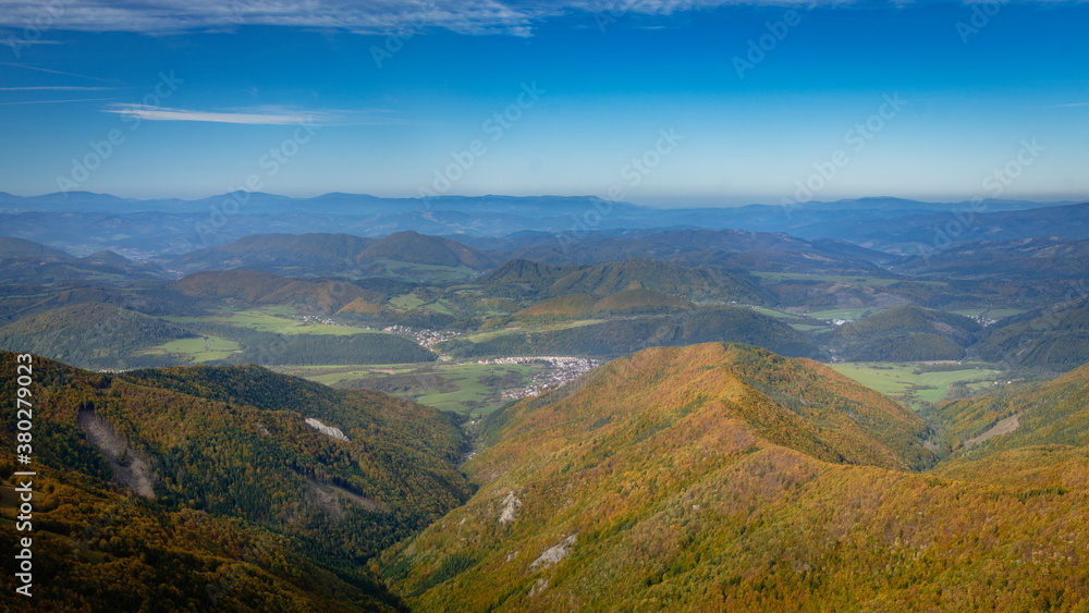 Beautiful, colorful autumn hike across Nízká Fatra, in Slovakia.
