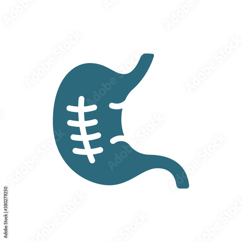 Scar on stomach colored icon. Stomach surgery, sleeve gastrectomy, ulcer symbol