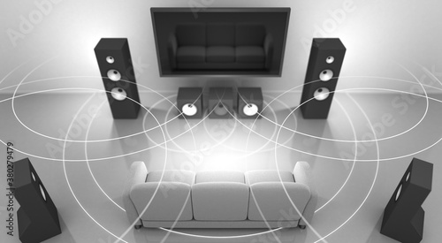 Valokuva Home Theater and Sound Waves