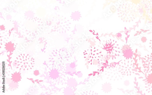 Light Pink, Yellow vector doodle pattern with flowers