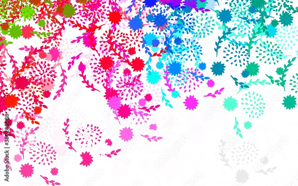 Light Multicolor vector abstract pattern with flowers, roses.