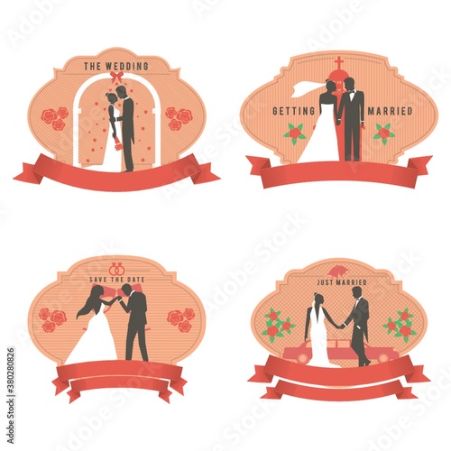 set of wedding label designs