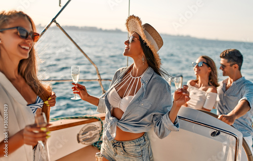 Friends on yacht