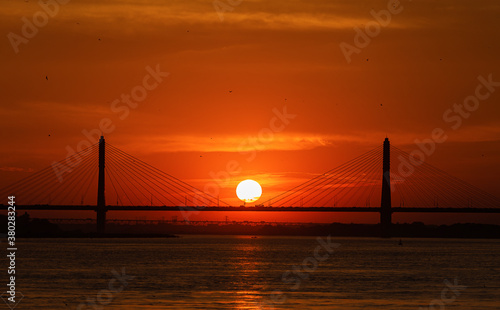 sunset over the river