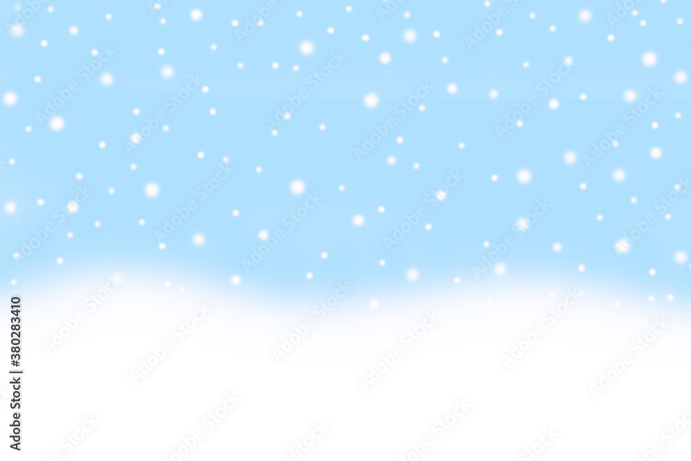 Snowfall background for Christmas and New year concept.  Abstract blue and white background. 