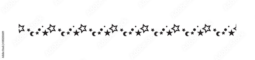 moons and stars pattern border design - obrazy, fototapety, plakaty 