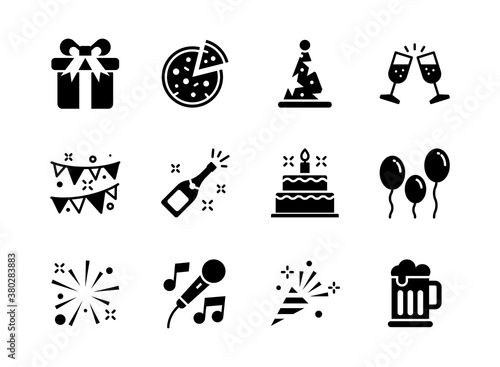 Party icon set glyph style. Symbols for website, print, magazine, app and design.