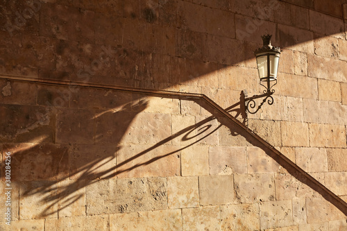 Detail of historic street light in Salamanca's Plaza Mayor