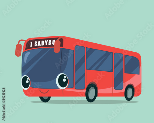 Cartoon children's baby childish style toy bus coach. Comic vector illustration of a character for a book. Flat design.