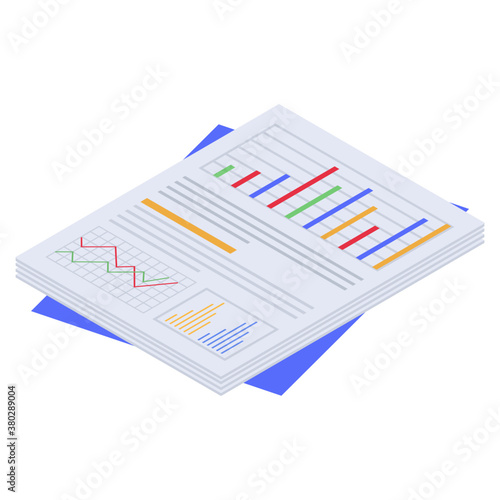 
Isometric icon of business report 
