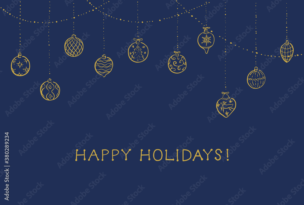Fototapeta premium クリスマスカード オーナメント HAPPY HOLIDAYS