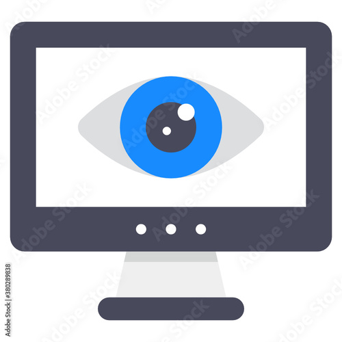 
Eye inside monitor showing concept of web monitoring icon
