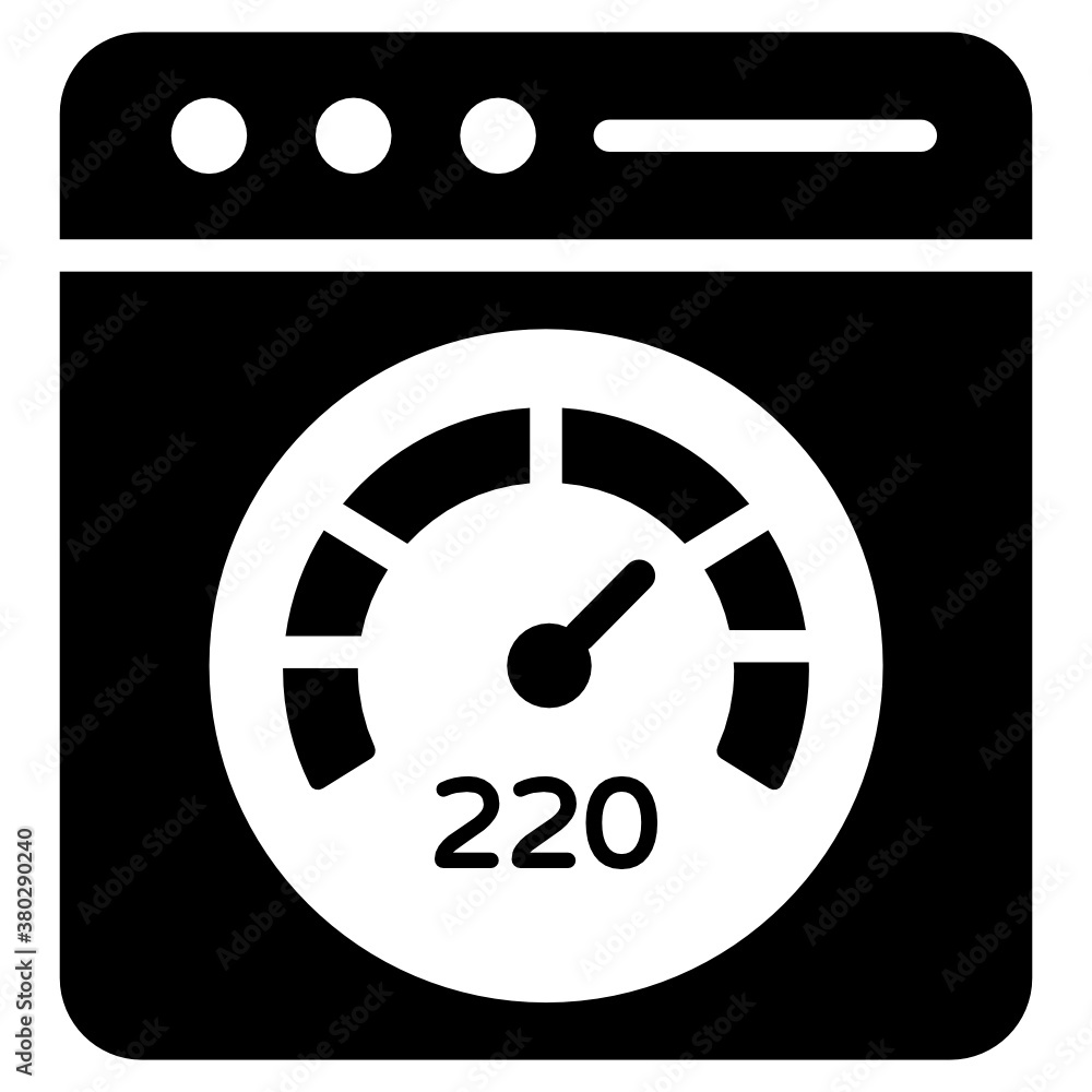 Flat design of web page speed test icon.
Flat design of web page speed test icon.