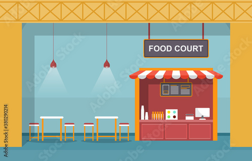 Food Court Indoor Interior Empty Restaurant Cafeteria Illustration