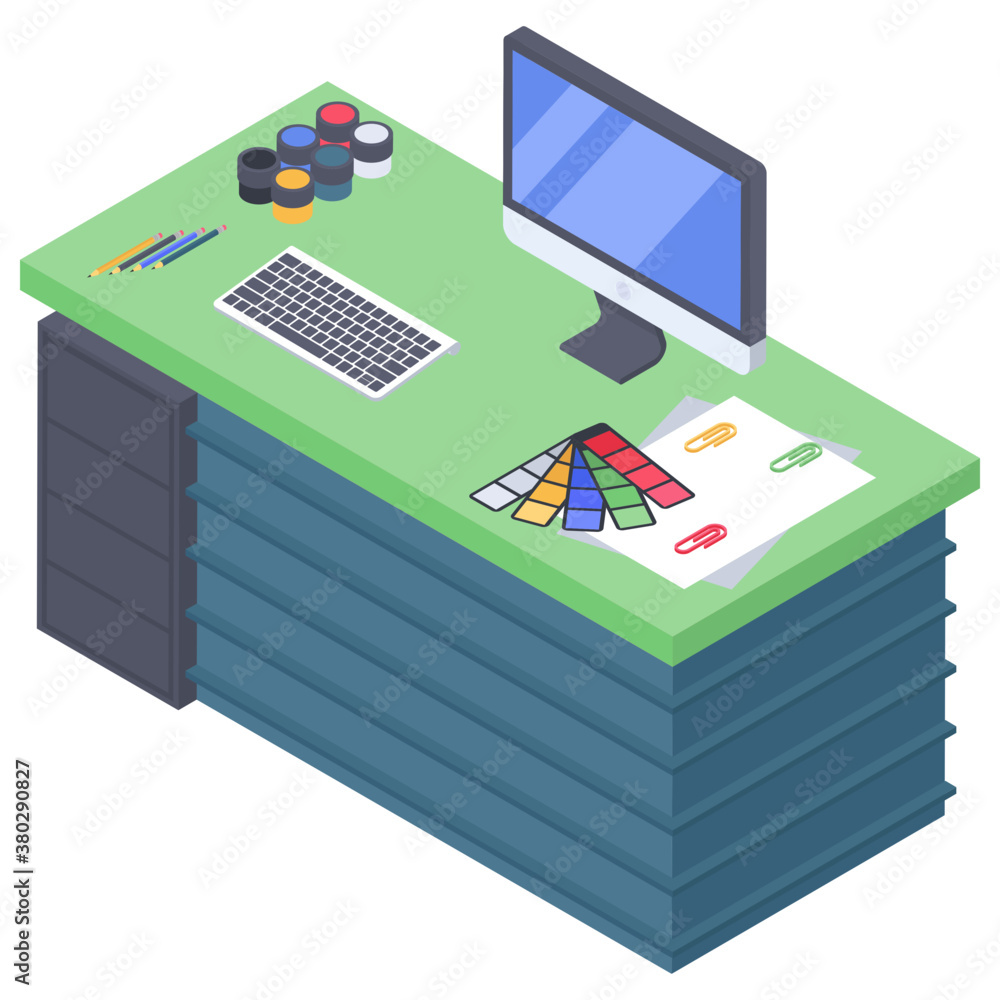 Workplace vector, isometric icon
Workplace vector, isometric icon