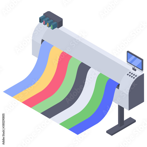 
Plotter machine design, isometric icon 
