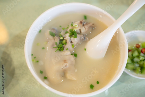 Pig feet soup, a traditional Sichuan cuisine in China.