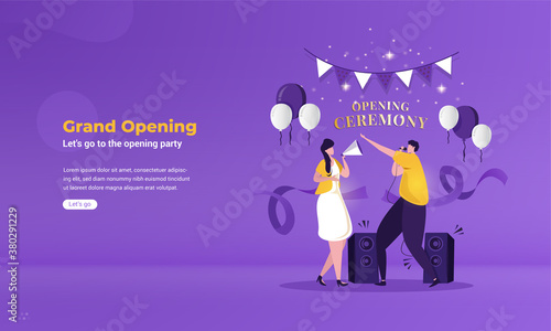 Dance party illustration to celebrate grand opening ceremony concept