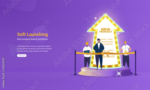 Soft launching new product exhibition illustration concept