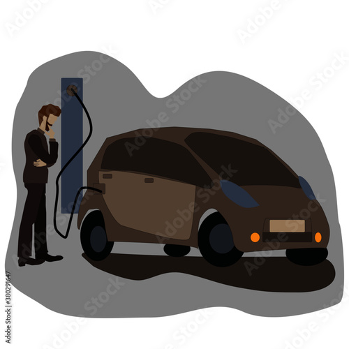 electric car refueling vector illustrator illustration