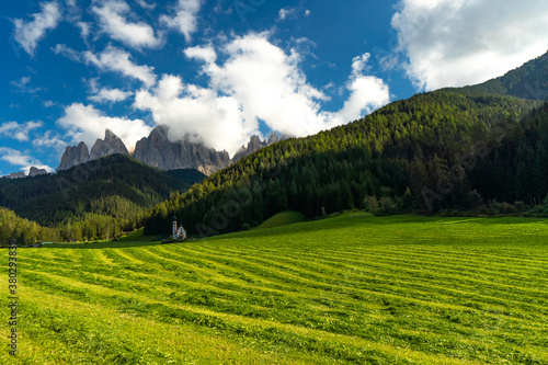 St. Magdalena Church, Villnoss Valley, South Tyrol, Italy with Puez Geisler Group Dolomites photo