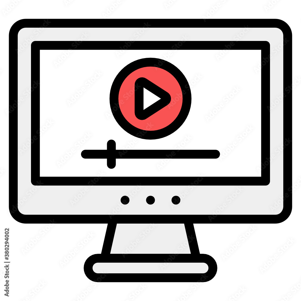 Media player inside monitor, online video icon
Media player inside monitor, online video icon