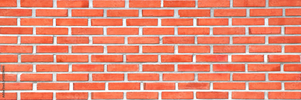 Obraz premium Red brick wall banner background. Brick wall texture background.