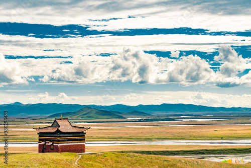 A Tibetan monastery on Ruoergai grassland, Sichuan, China. photo