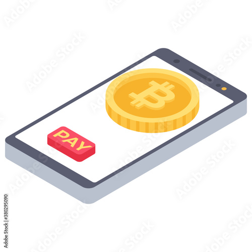 
Icon of online mobile payment isometric vector 
