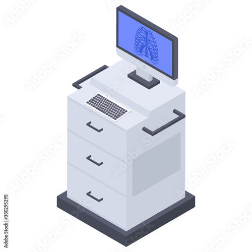 
X ray monitor icon, isometric design.
