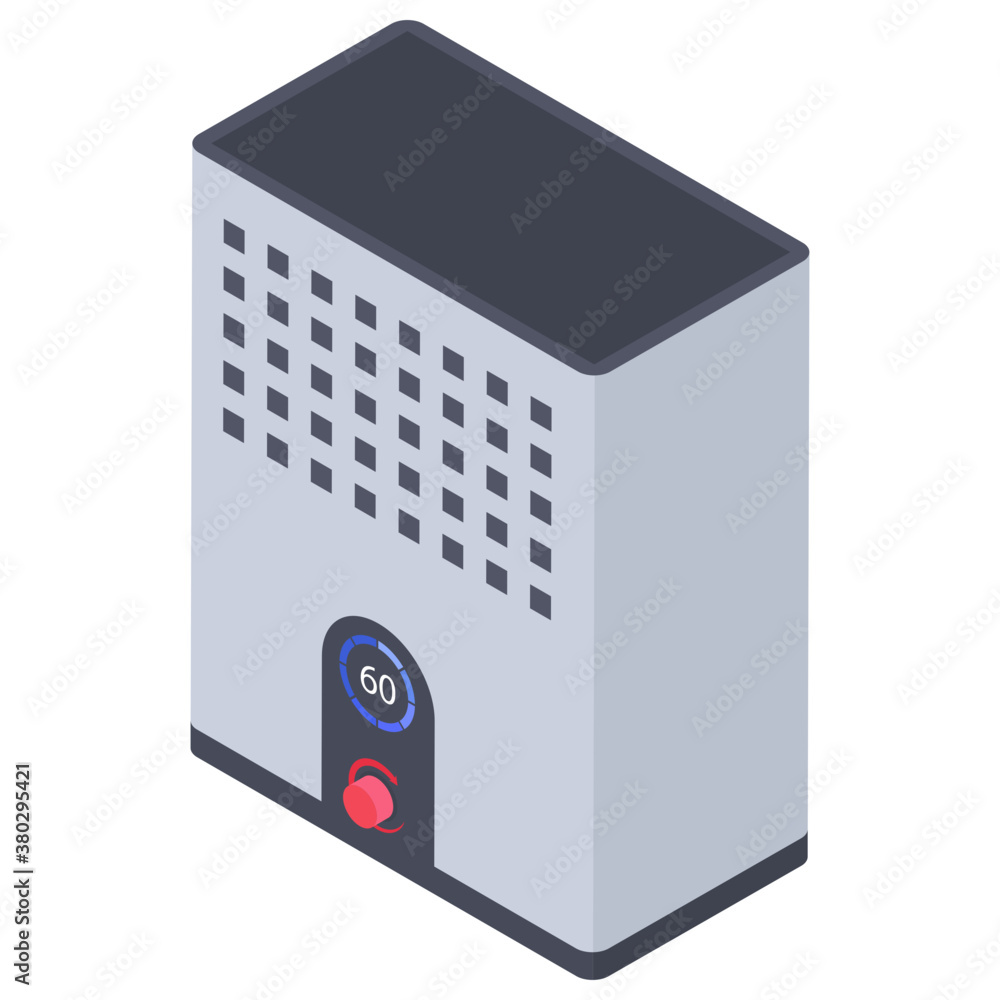 Icon of electric radiator in isometric design.
Icon of electric radiator in isometric design.