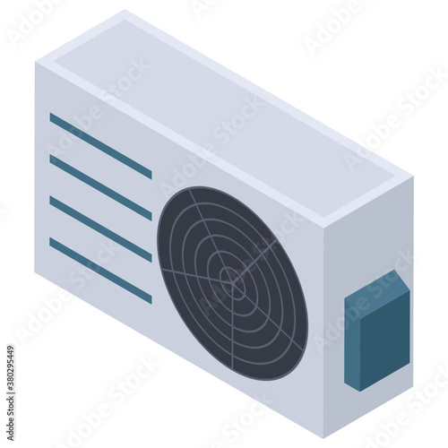 
Isometric design of air condenser icon.
