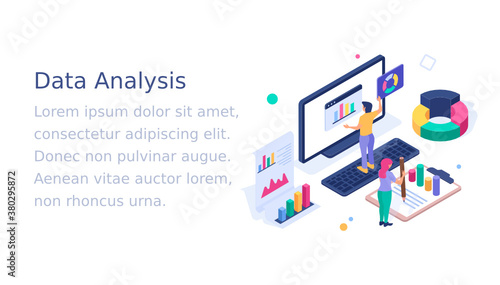 
Data analytics illustration isometric design
