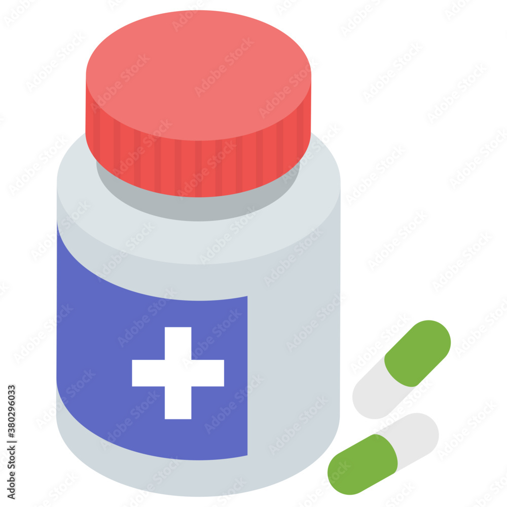 Obraz premium Medicine container, isometric icon design 