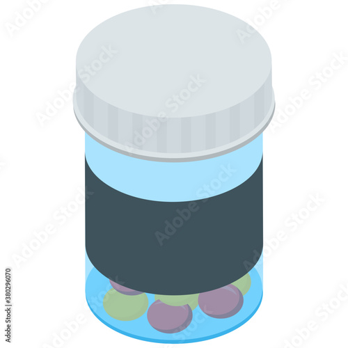 
Medicine jar, isometric icon design 
 photo