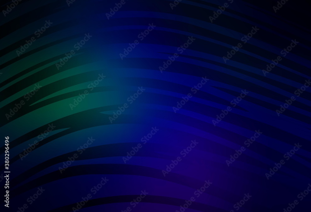 Fototapeta premium Dark Blue, Green vector background with curved lines.