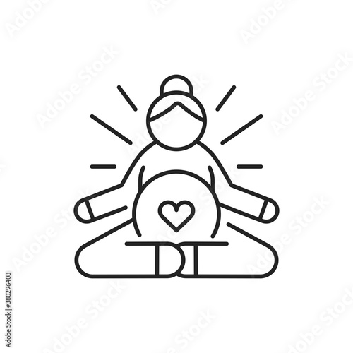 Yoga for pregnant women black line icon. Lotus position. Pictogram for web, mobile app, promo. UI UX design element.