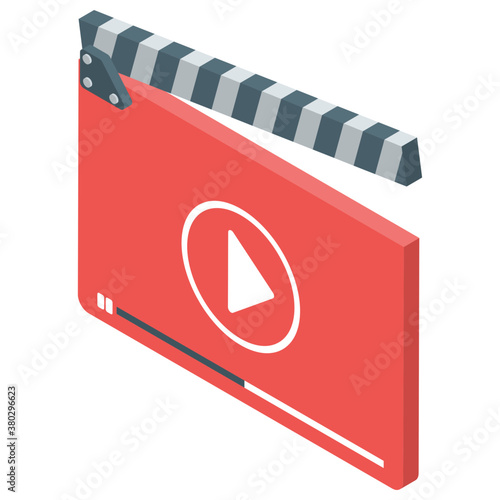 
Video player icon in isometric design.
