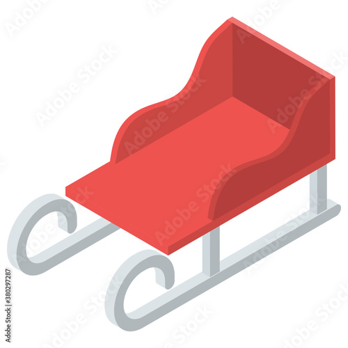 
Sledge in isometric icon design 
