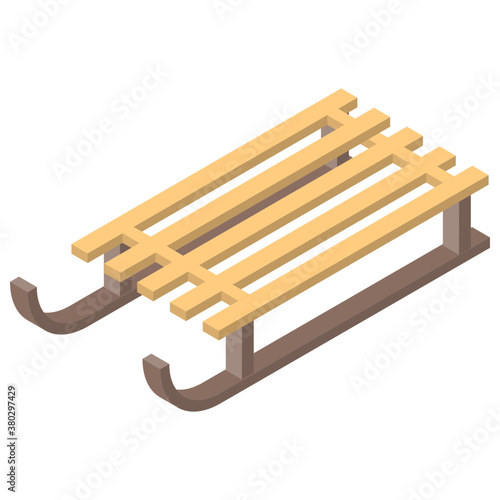 
Sledge in isometric icon design 
