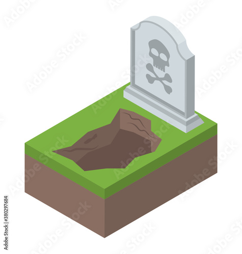 
Isometric icon of tombstone 
