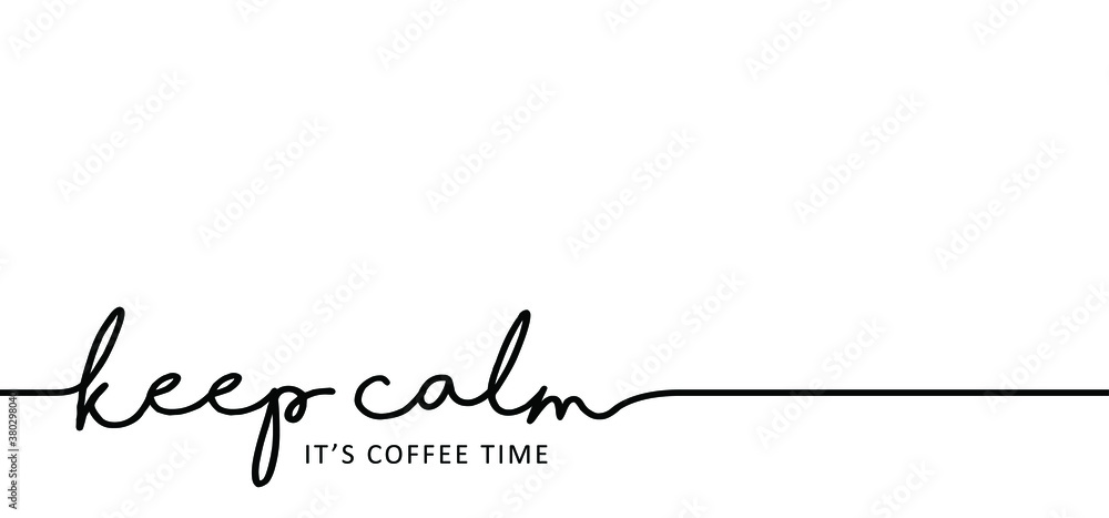 Slogan it's coffee o'lock time, caffeine loading. Flat vector. Motivation, inspiration message moment. Word for possitive emotions quotes for banner or wallpaper. Relaxing and chill. Quote coffee cup 
