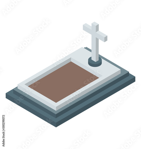  Isometric icon of tombstone 