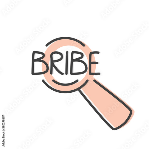 bribe word and magnifier icon- vector illustration