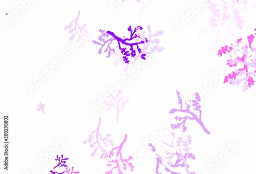 Light Pink  Blue vector doodle template with branches.
