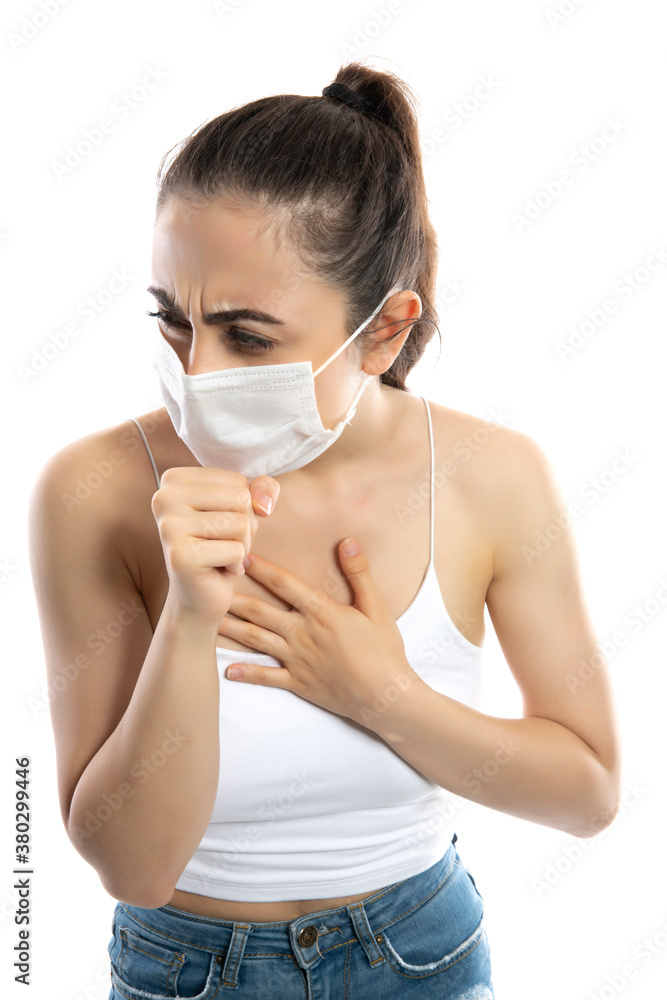 Sick beauty white girl with protective mask. Pandemic quarantine corona virus. Illness influenza patient. Anti flu treatment stock photo Sick beauty white girl with protective mask. Pandemic quarantine corona virus. Illness influenza patient. Anti flu treatment stock photo