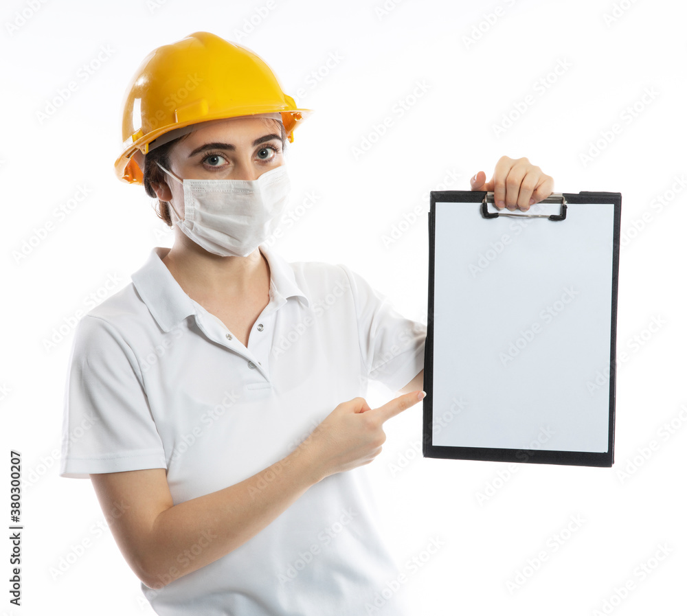 female worker wearing protective face mask
female worker wearing protective face mask