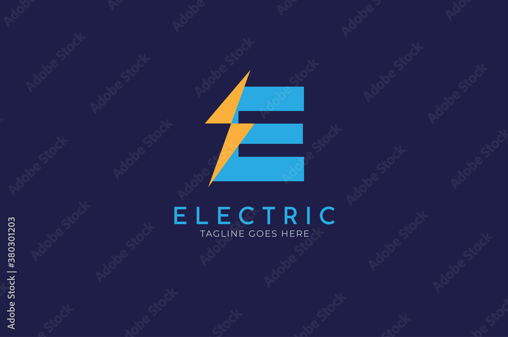 Abstract Initial Letter E for Electric logo, Thunder Bolt design logo template, vector illustration Abstract Initial Letter E for Electric logo, Thunder Bolt design logo template, vector illustration